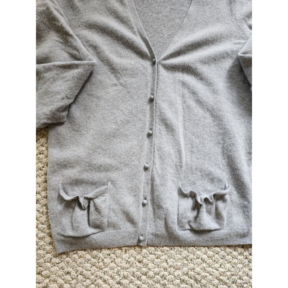 Talbots Womens XLarge Gray Lambswool Blend Classic Cardigan Long Sleeve Sweater - Picture 2 of 9